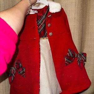 Elegant Red Kids Coat with Bow Accents